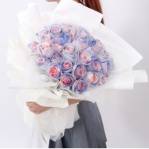 2026 Valentine's Day｜33朵粉藍玫瑰花束 V921