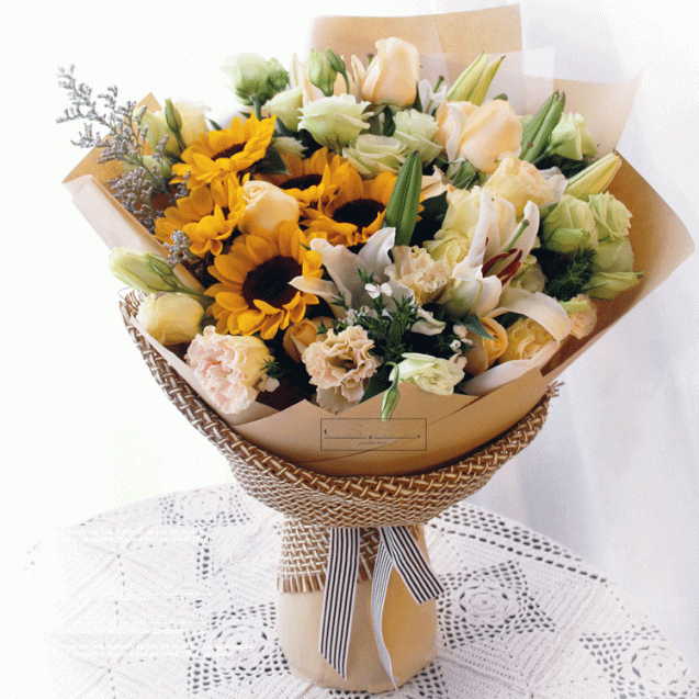 花束 向日葵白百合 B053