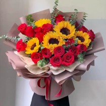 花束 向日葵紅玫 B155