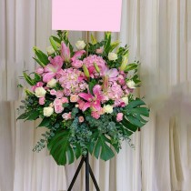 開張花籃 粉繡球百合玫瑰 G211