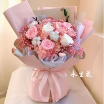 永生花 9朵玫瑰花束 0501