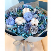 永生花 9朵玫瑰 藍 0504